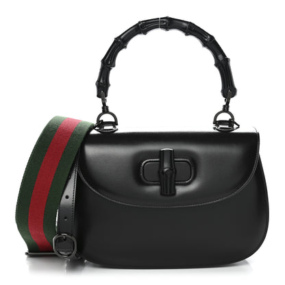 Gucci Boarded Dyana Lux Calfskin Web Monochrome Medium Bamboo 1947 Top Handle Bag Black 1 of 12