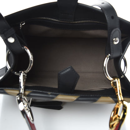 Fendi Vitello Century F is Fendi FF Diagonal Inlay Small Runaway Satchel Fango Black Fragola 5 of 9