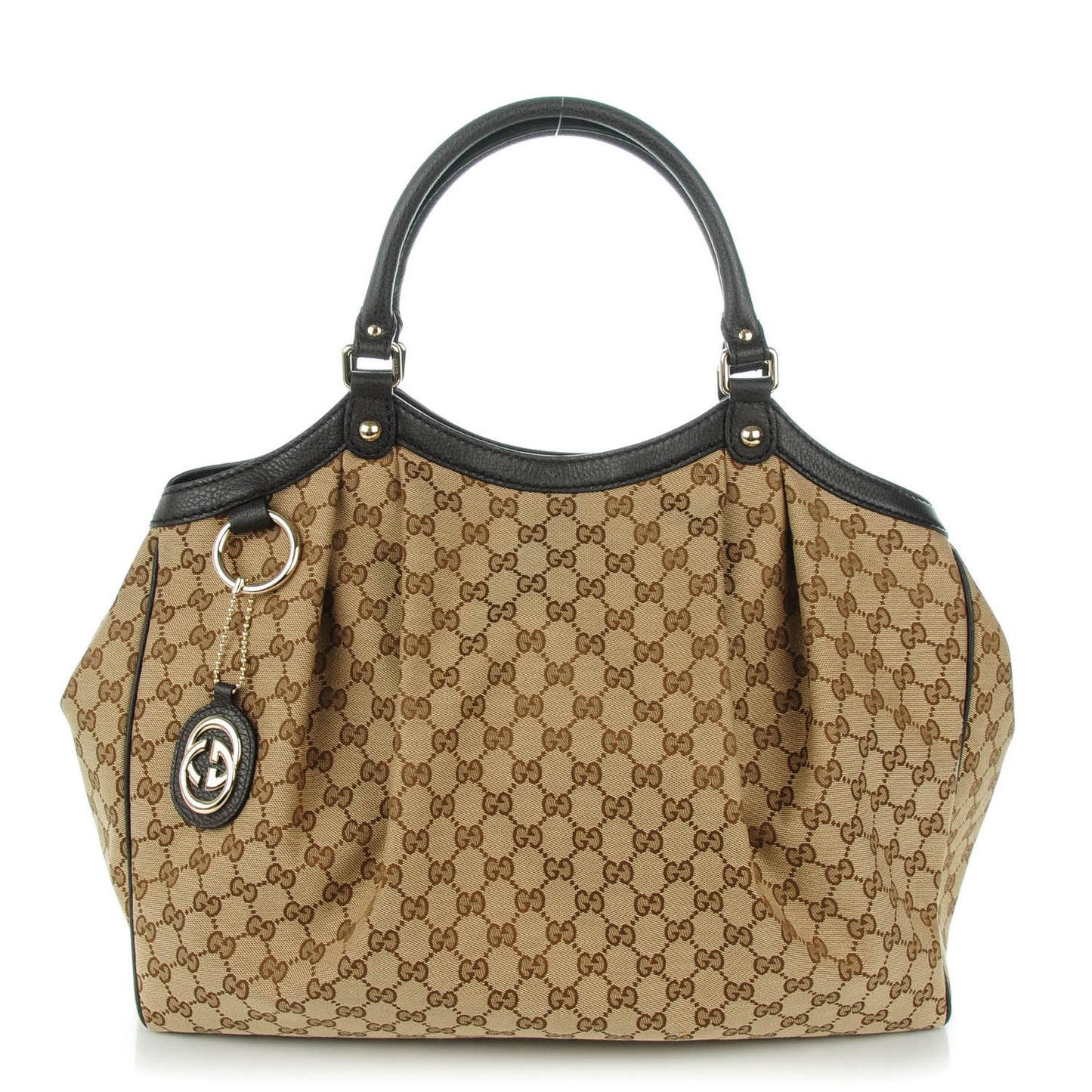 Monogram Dollar Calfskin Large Sukey Tote Beige Ebony Testa di Moro