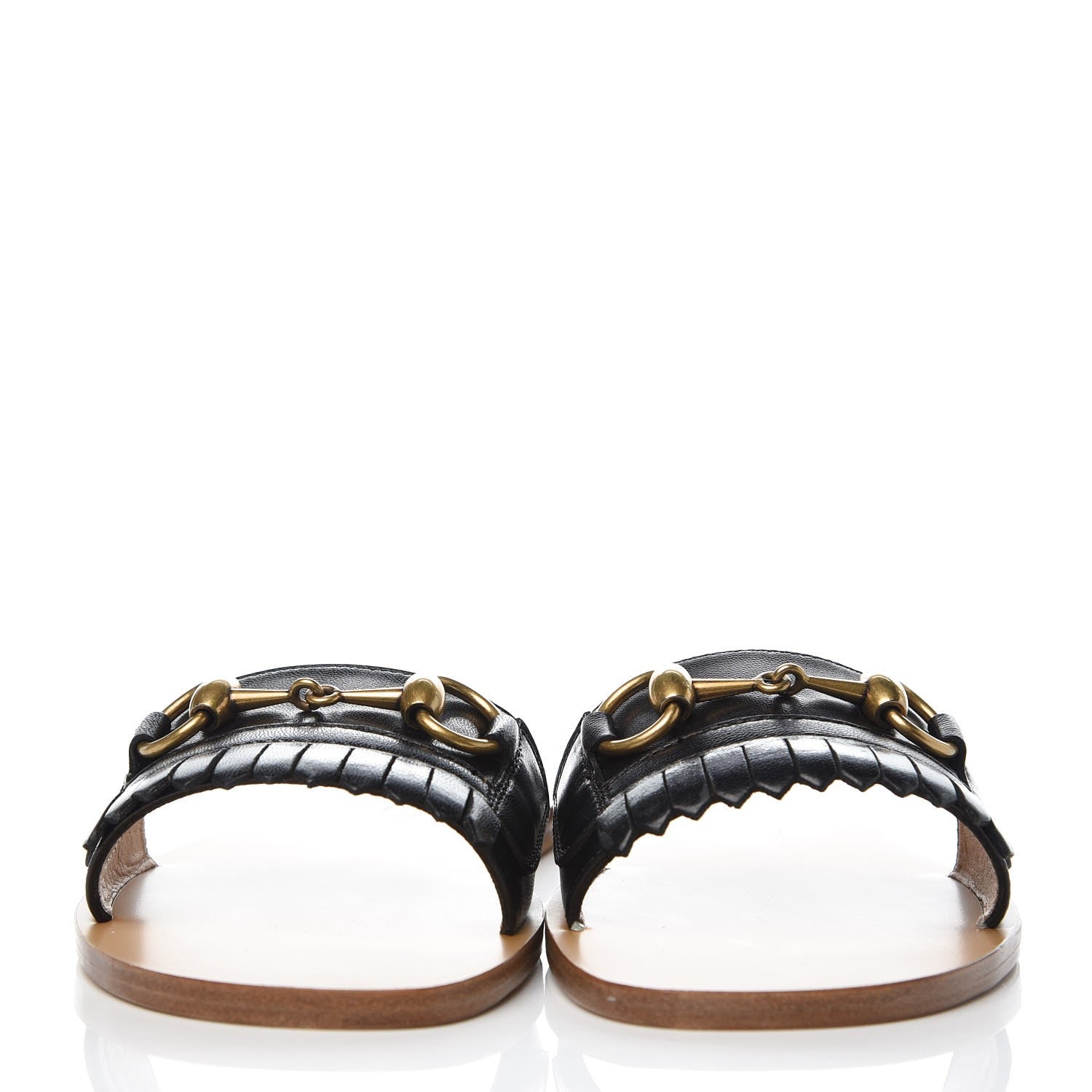 Gucci Malaga Kid Fringe Horsebit Slide Sandals 36 Black 2 of 10