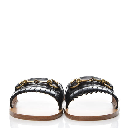 Gucci Malaga Kid Fringe Horsebit Slide Sandals 36 Black 2 of 10