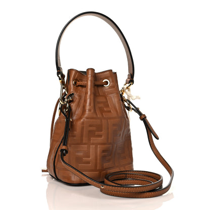 Fendi Vitello Cristallo Nature F is Fendi FF 1974 Embossed Mini Mon Tresor Bucket Bag Cuoio 2 of 10