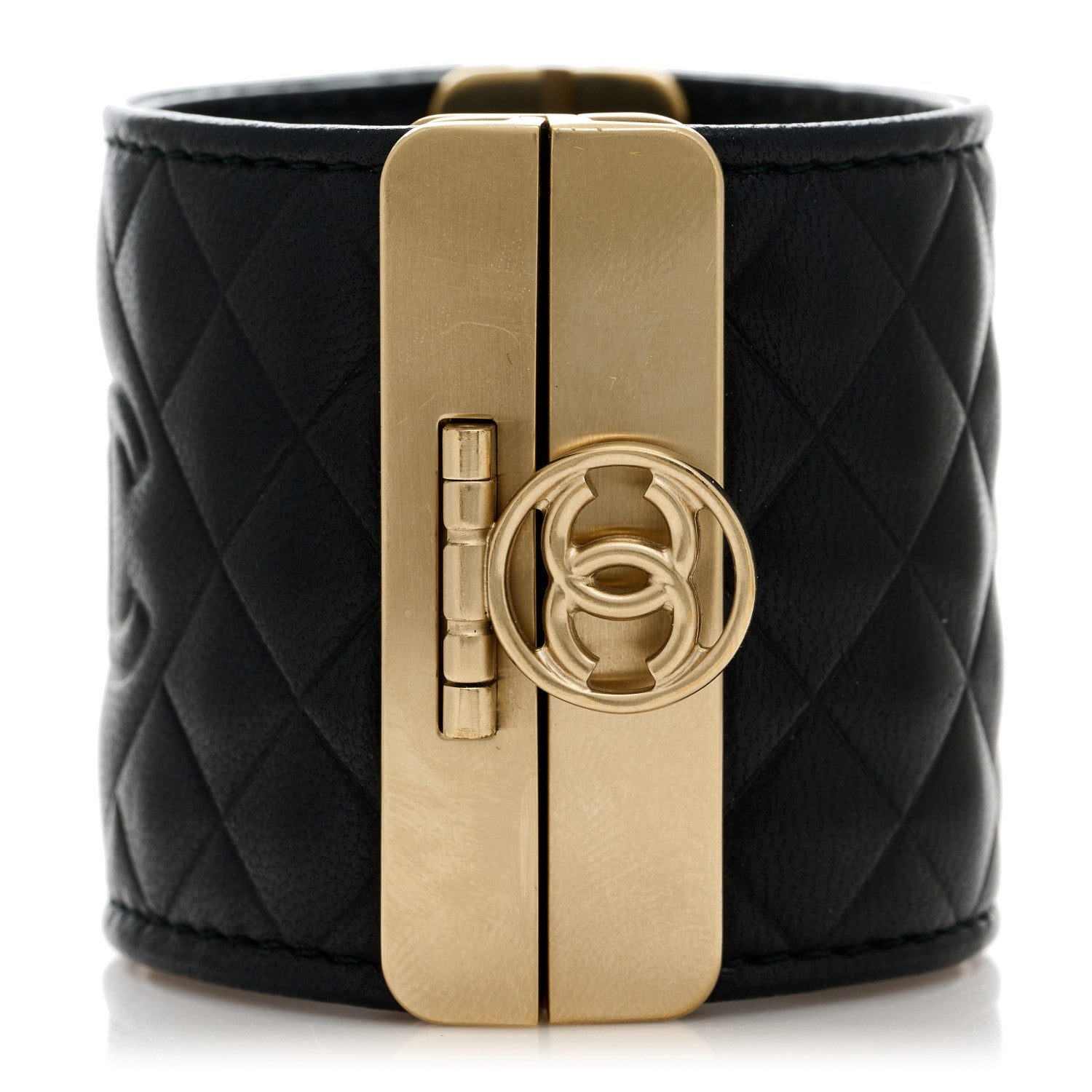 Chanel Calfskin Quilted CC Wide Cuff S Black 1 of 3