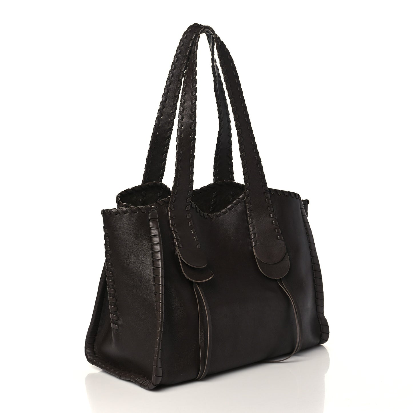 Calfskin Large Mony Tote Bold Brown