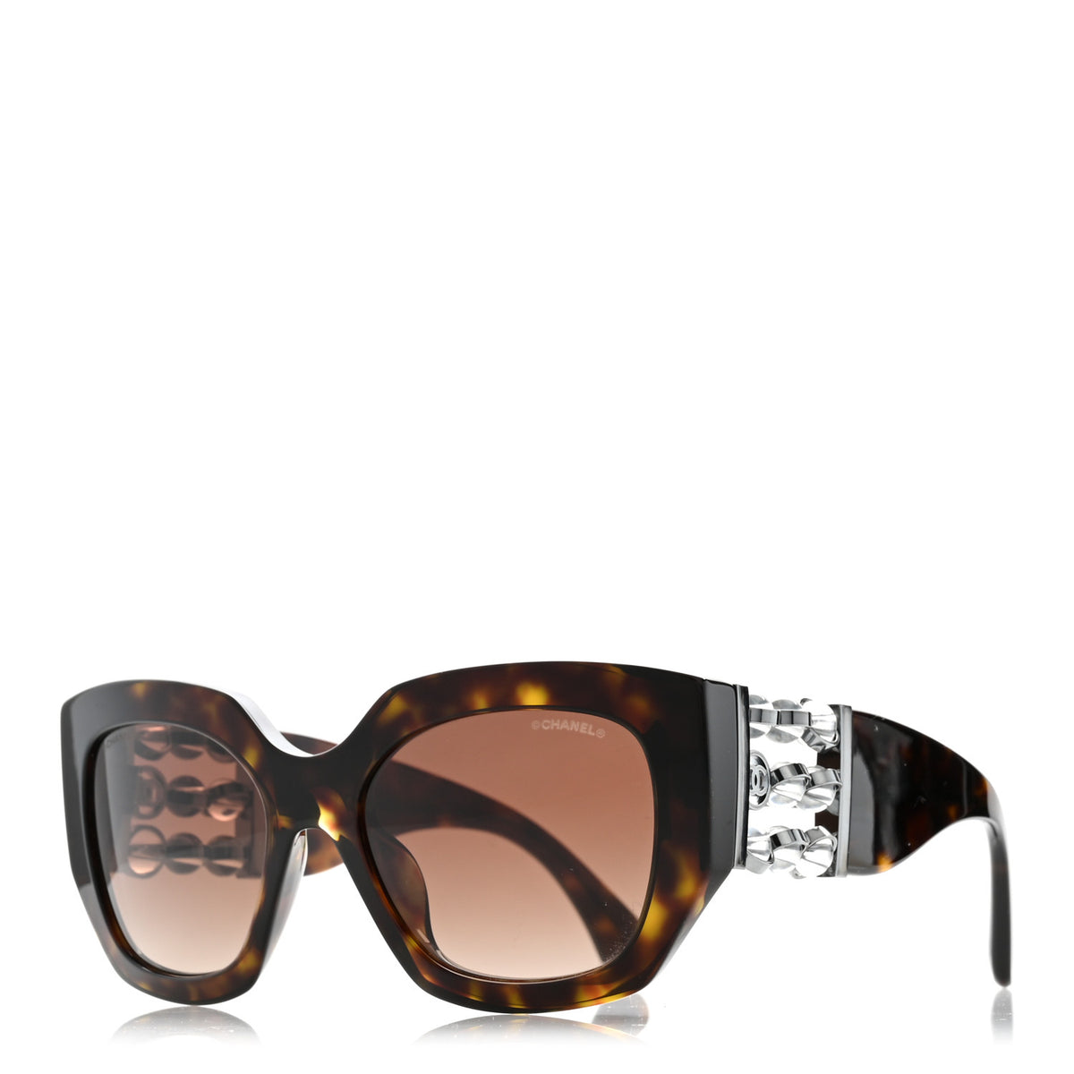 Chanel Acetate Glass Pearl Polarized Oval Sunglasses 5545-A Tortoise 1 of 9