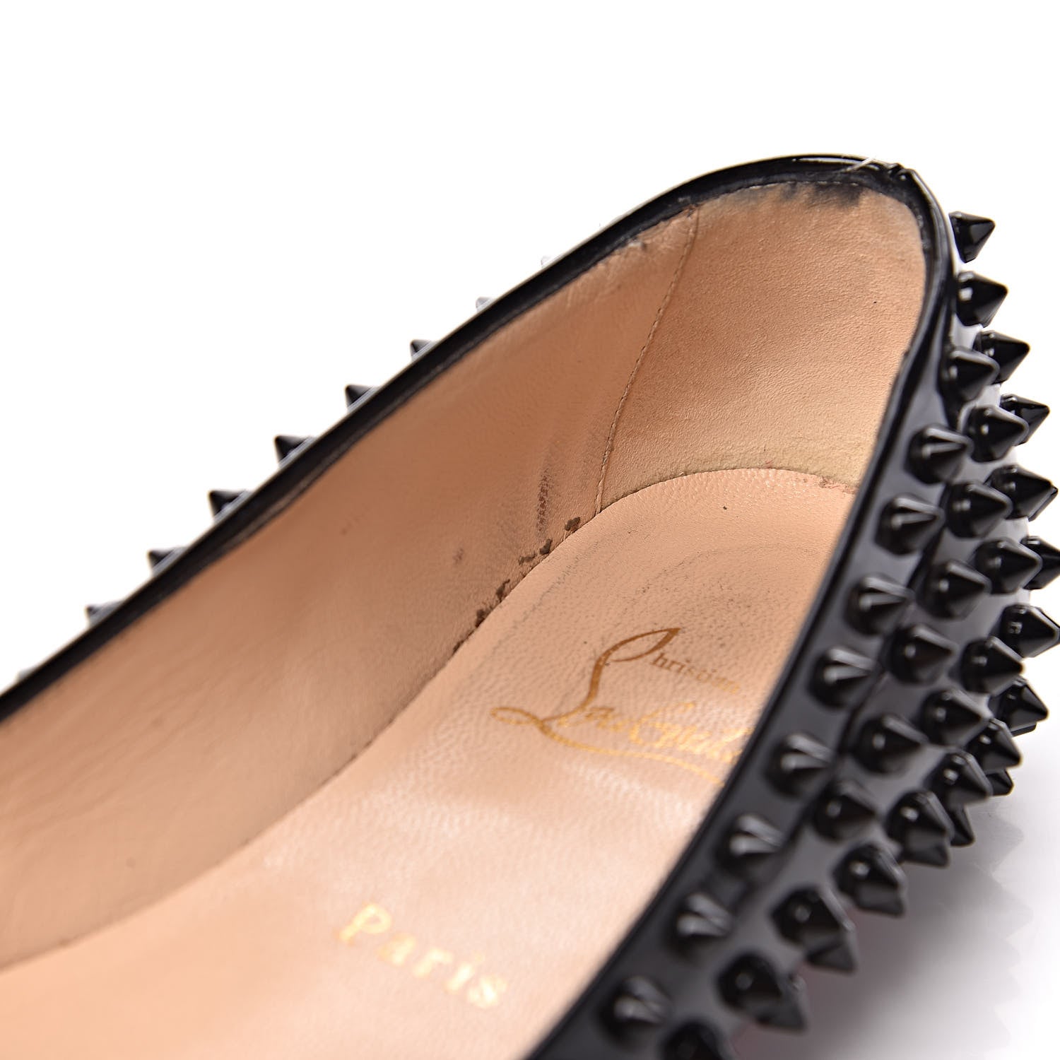 Christian Louboutin Patent Gozul Spikes Flats 37 Black 10 of 19