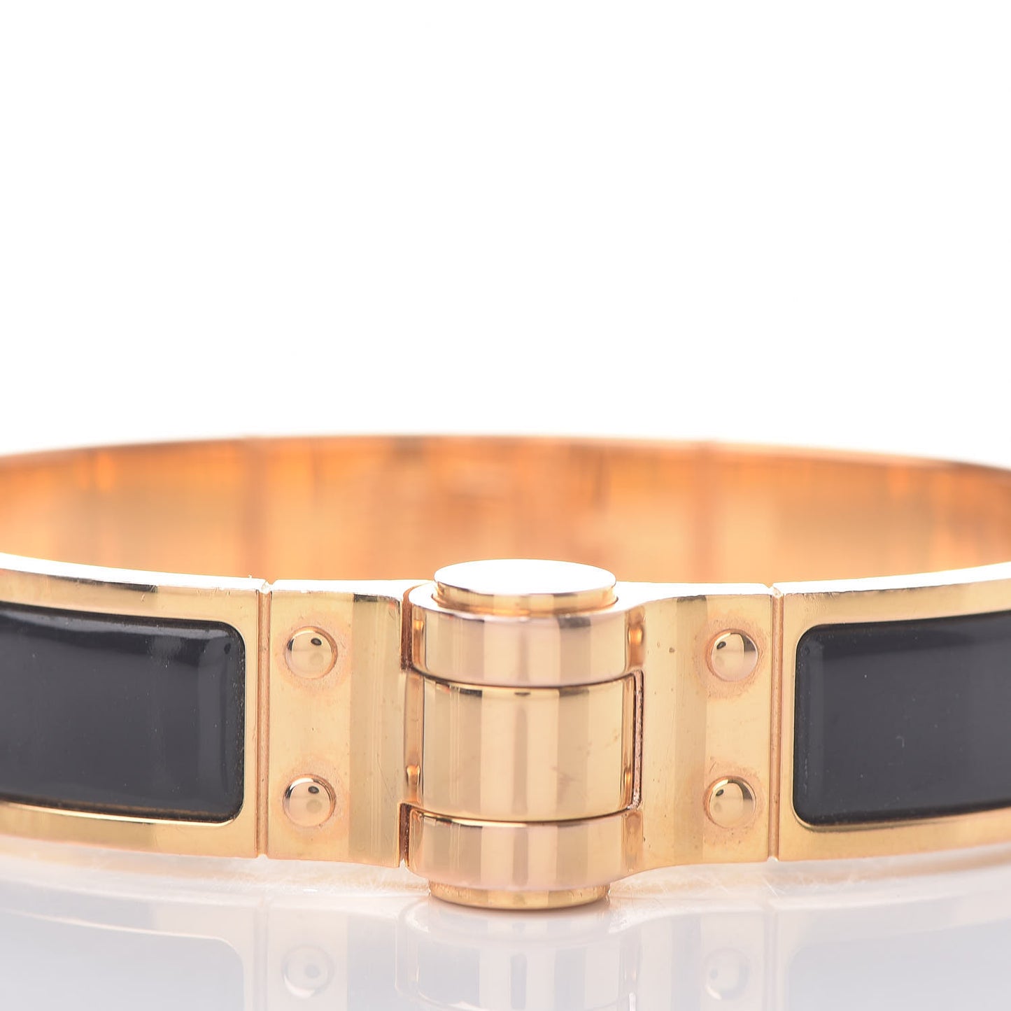 Enamel Charniere Uni Narrow Hinged Bracelet S Black