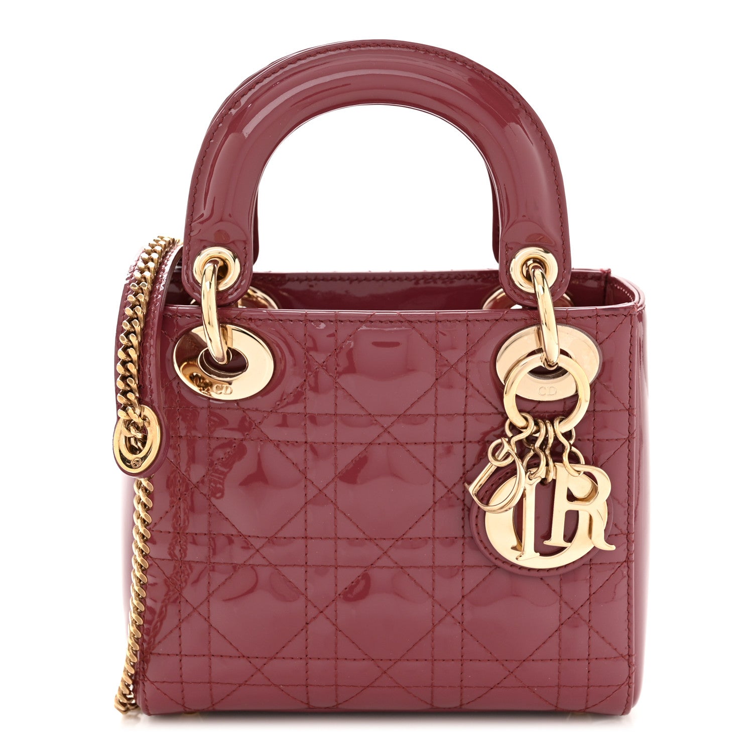 Christian Dior Patent Cannage Mini Lady Dior Dark Pink 1 of 11
