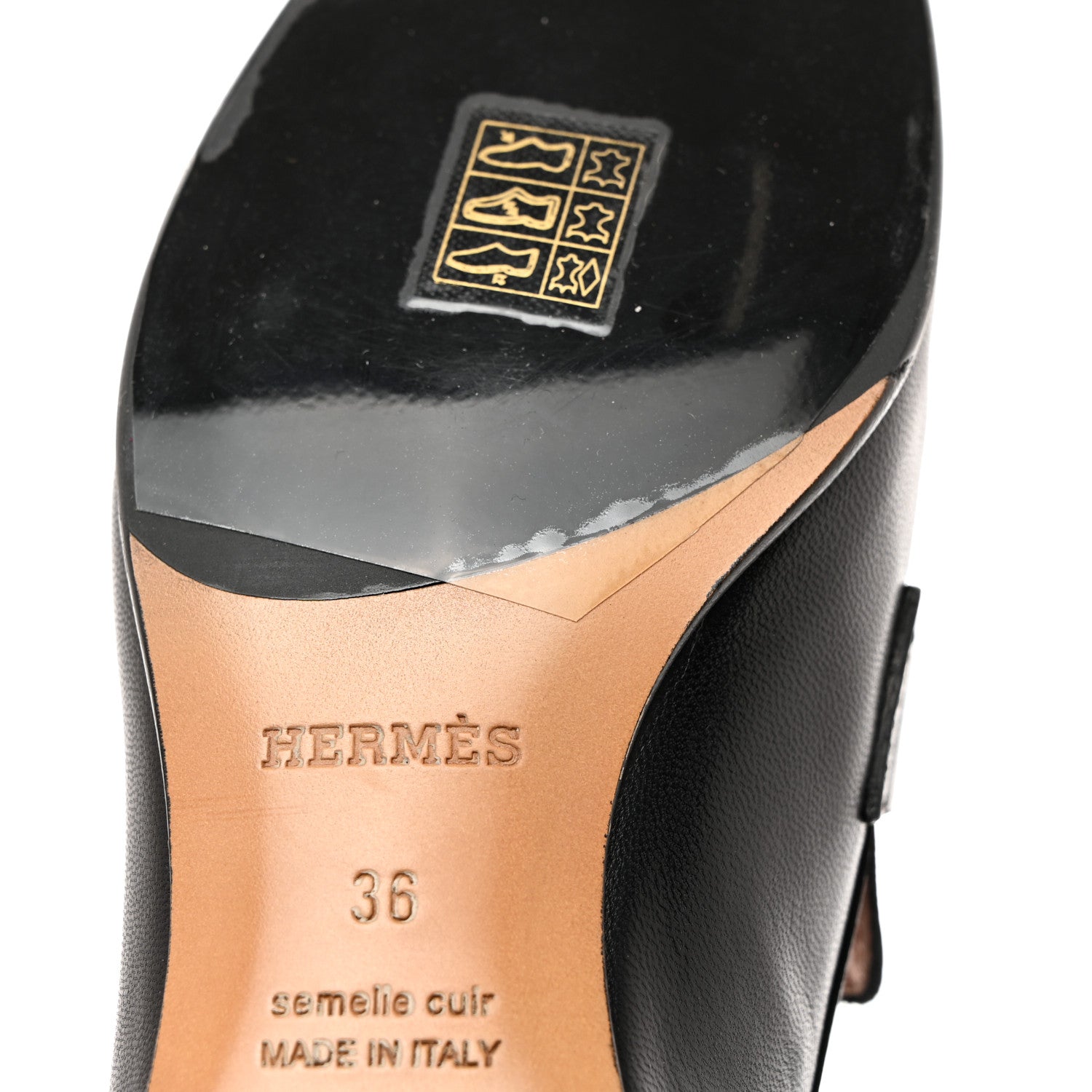 Hermes Goatskin Womens Paris Loafers 36 Black 9 of 9
