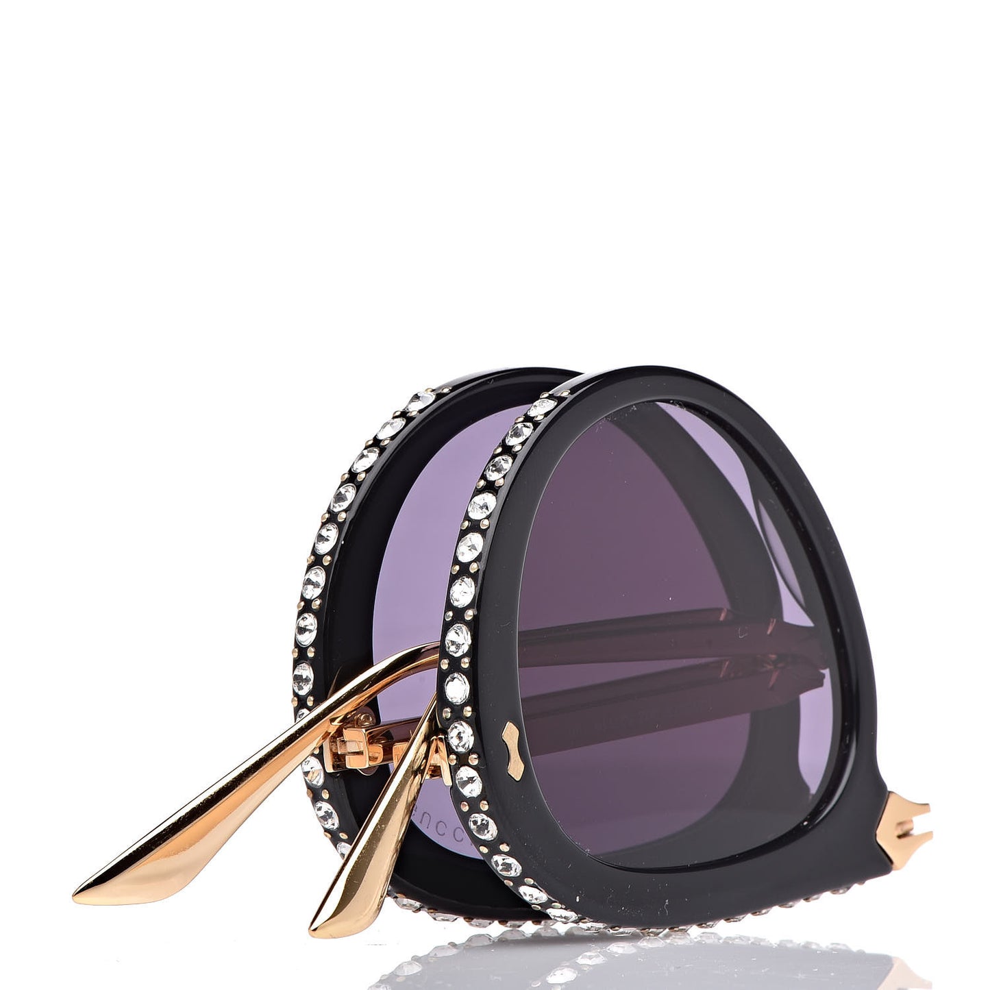 Acetate Crystal Foldable Aviator Sunglasses GG0307S Black