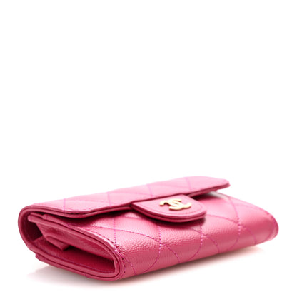Chanel Caviar Quilted Flap Card Holder Wallet Dark Pink 4 of 11