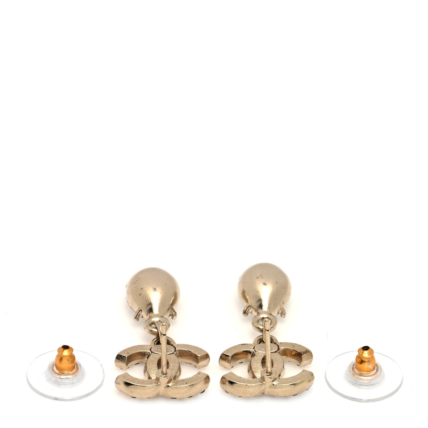 Chanel Crystal CC Tear Drop Earrings Gold 3 of 4