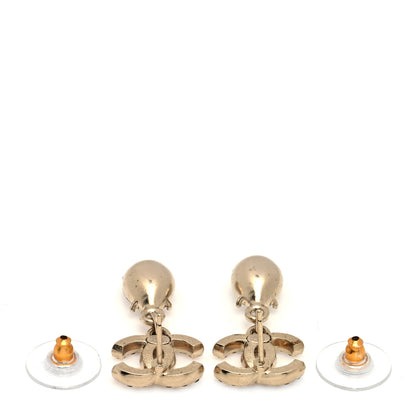 Chanel Crystal CC Tear Drop Earrings Gold 3 of 4