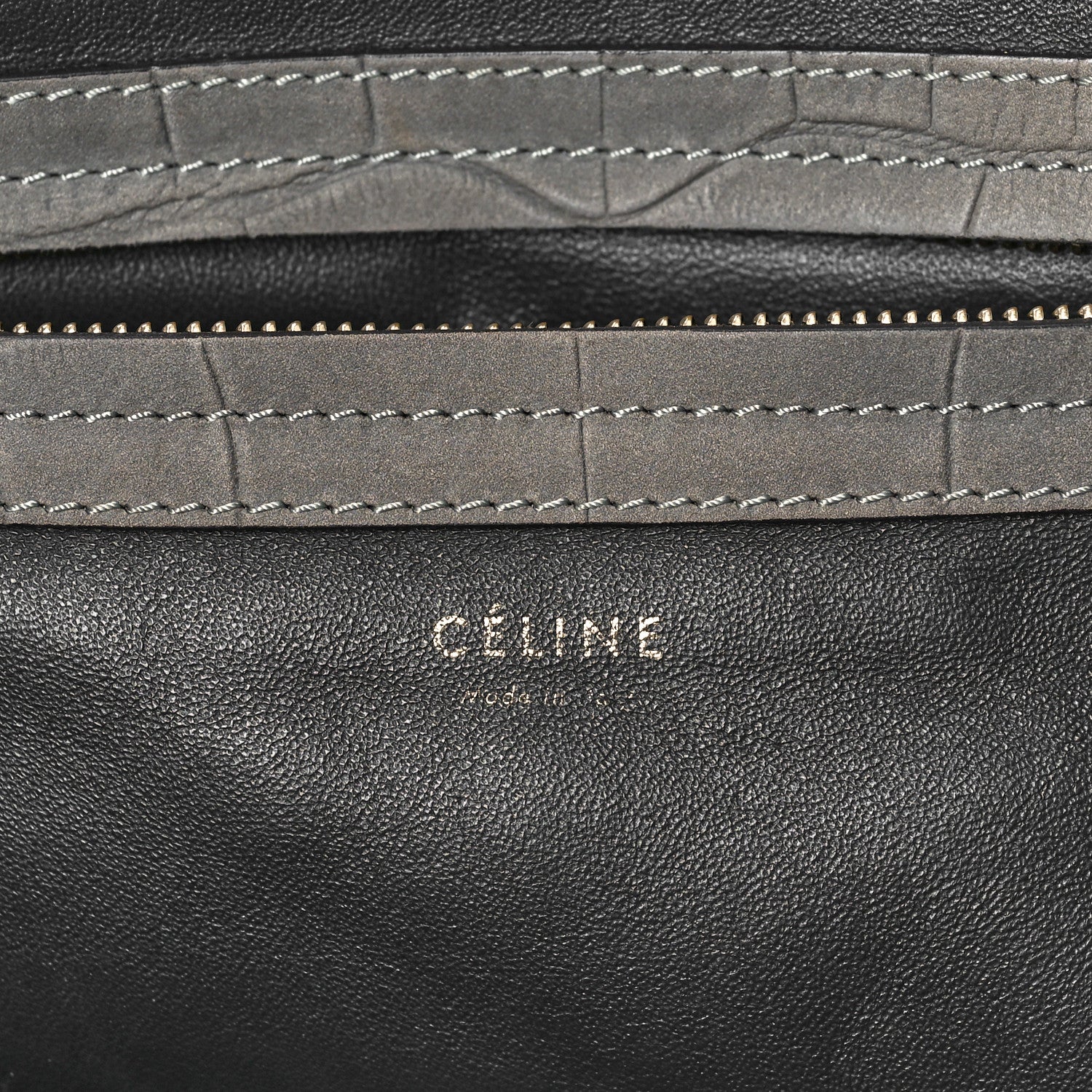 Celine Crocodile Embossed Nubuck Medium Phantom Luggage Grey 6 of 11