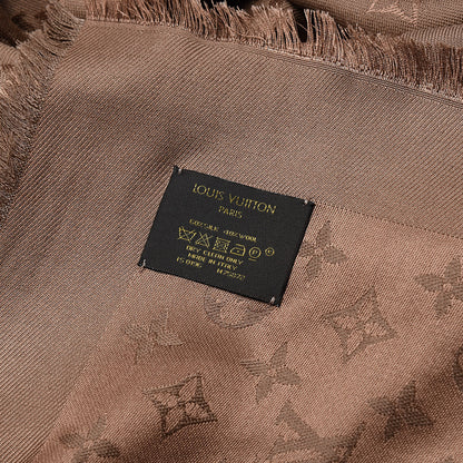 Louis Vuitton Silk Wool Monogram Shawl Cappuccino 3 of 7