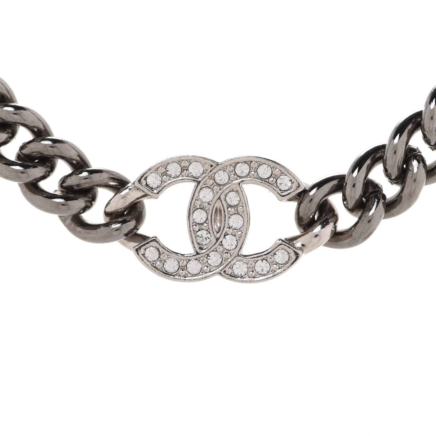 Ruthenium Crystal Chain CC Lucky Charms Choker Silver