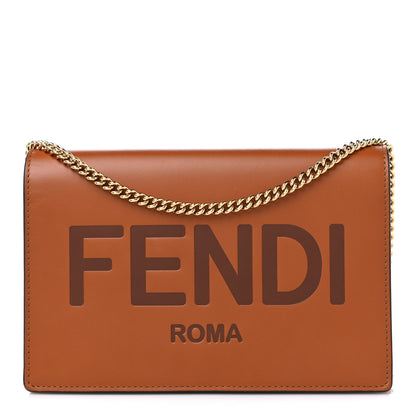 Fendi Vitello King Tamponato Logo Embossed Medium Wallet On Chain Cuoio 1 of 12