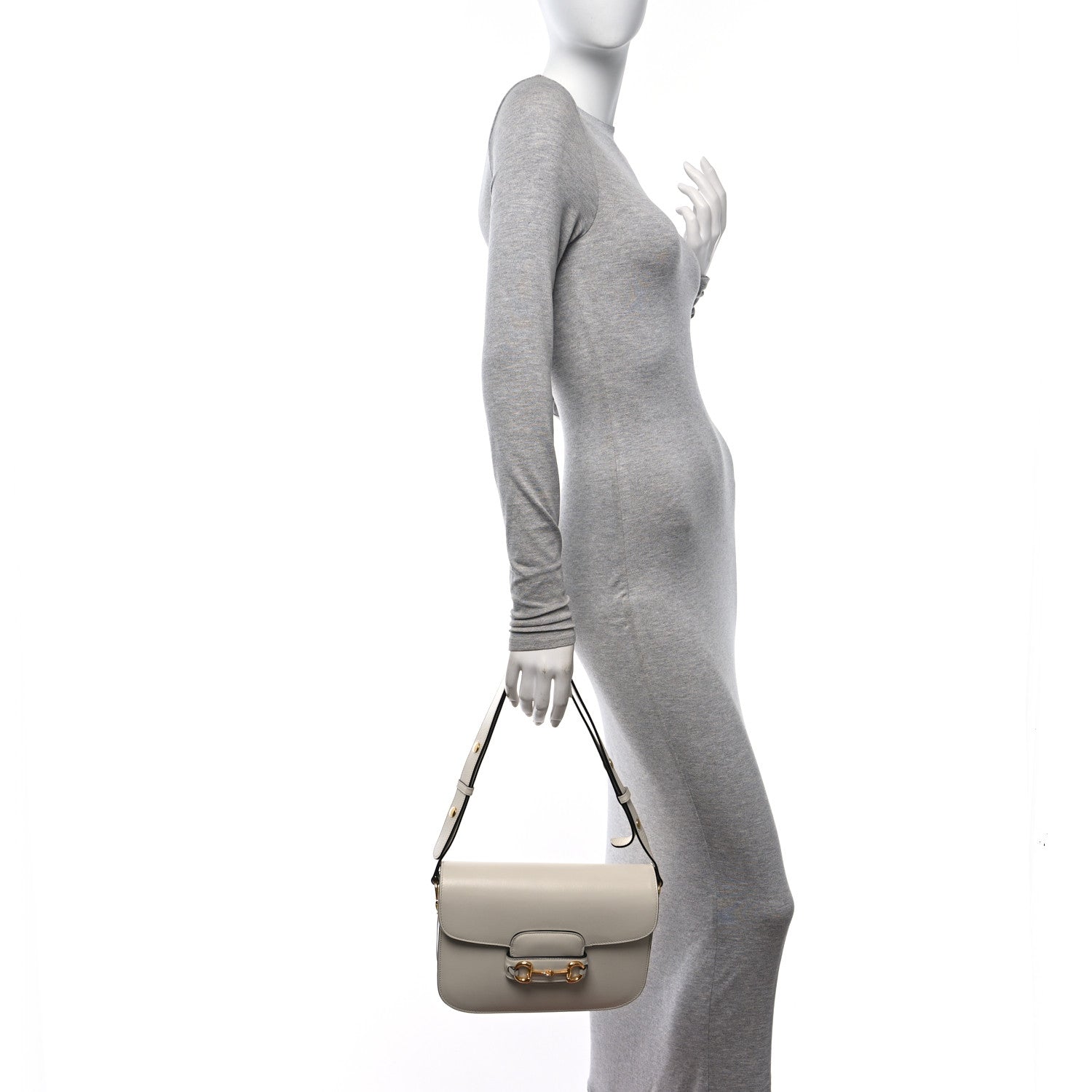 Gucci Azalea Calfskin Horsebit 1955 Shoulder Bag Mystic White 2 of 12