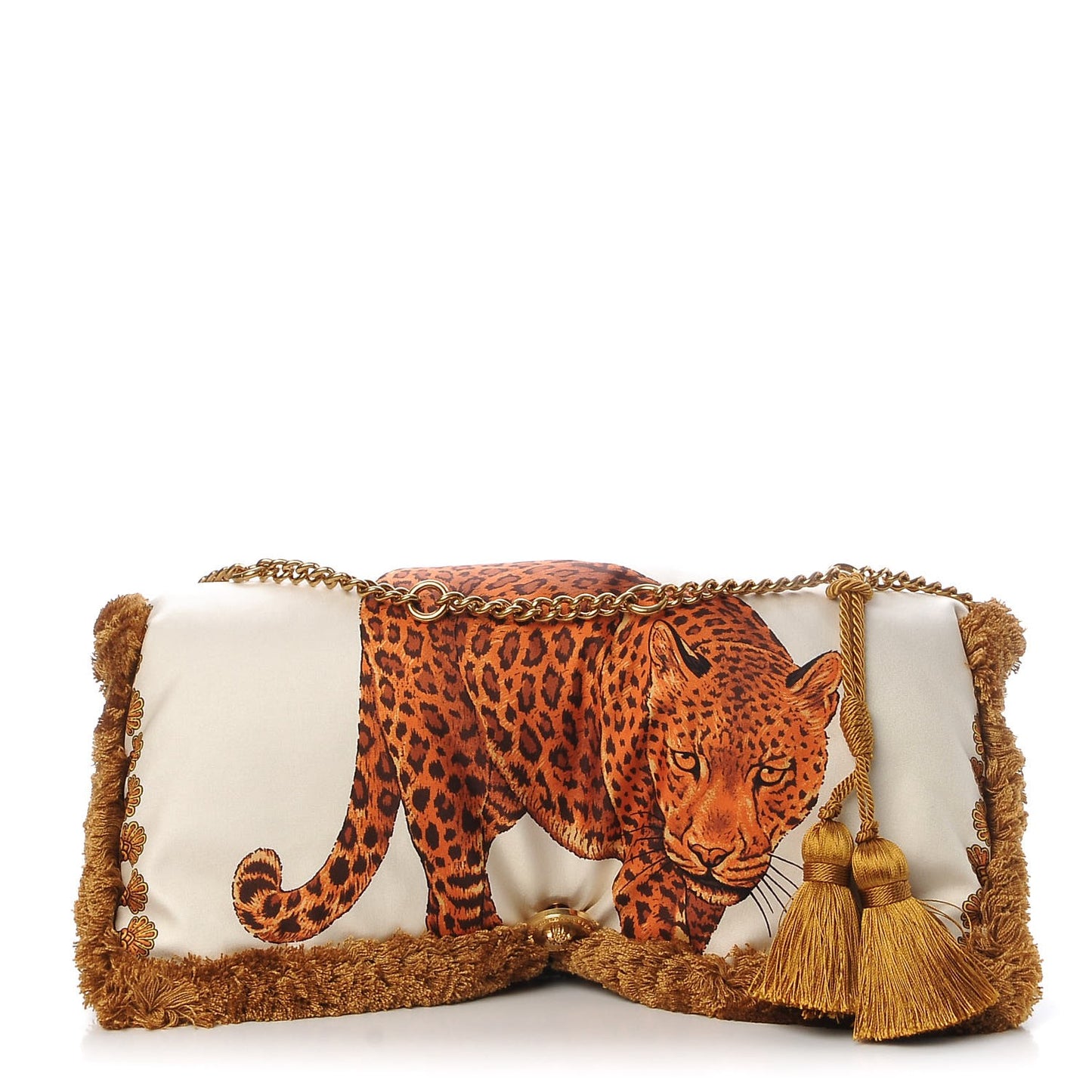 Silk Leopard Print Pillow Talk Shoulder Bag Gold