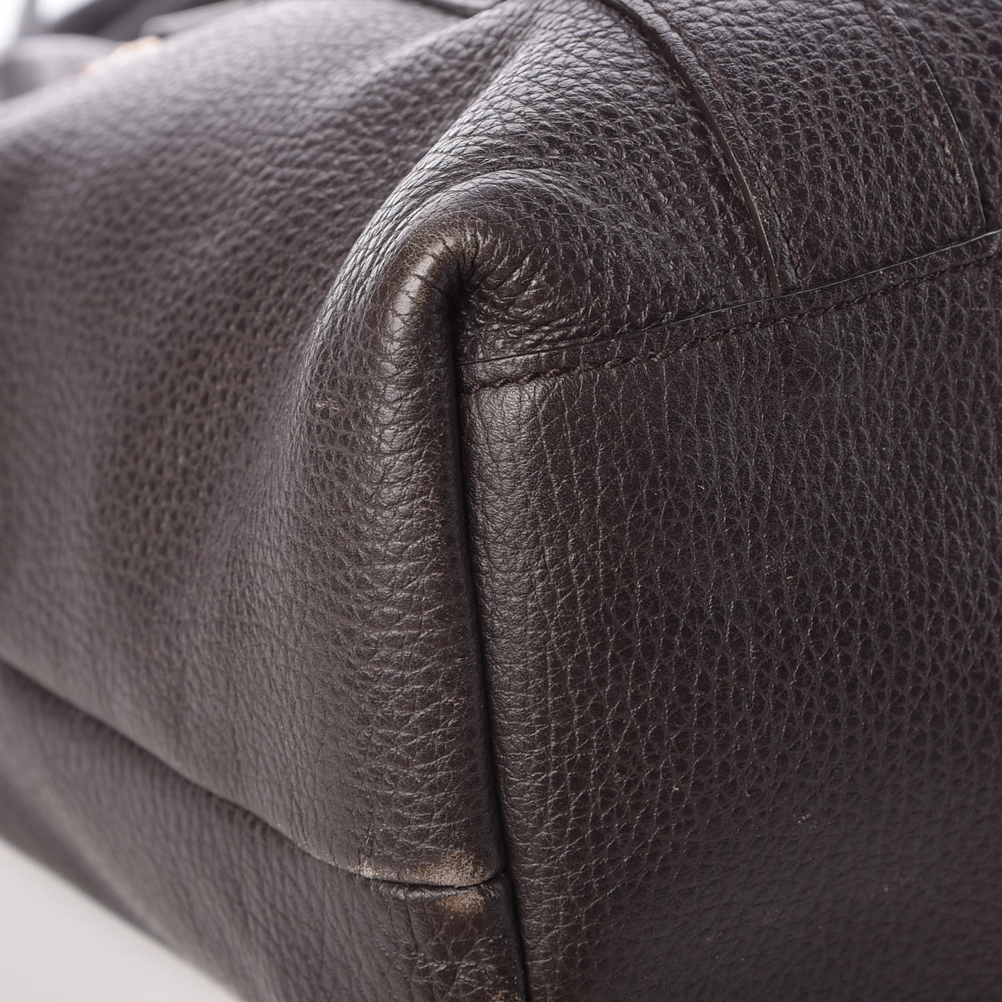 Calfskin Bamboo Top Handle Tote Dark Brown