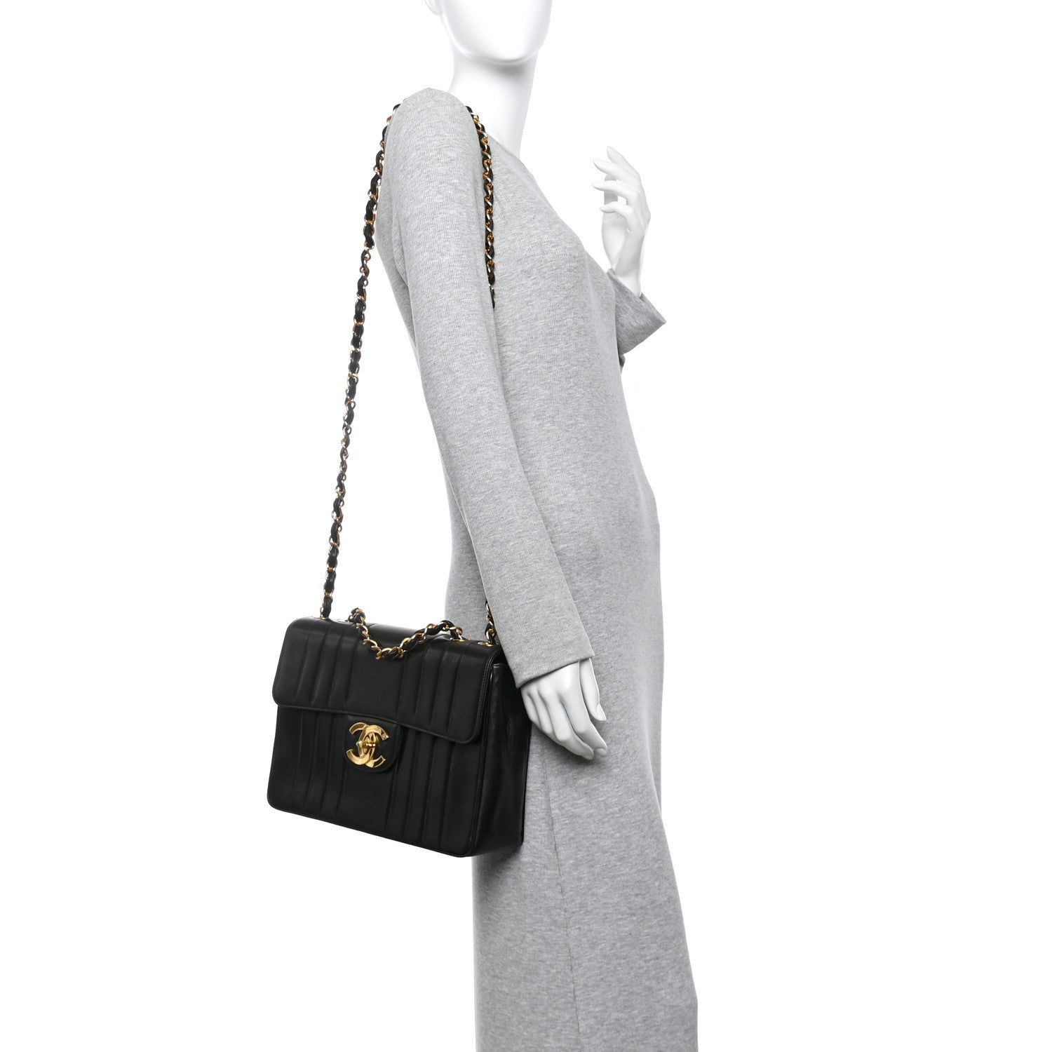 Chanel Lambskin Vertical Quilt Jumbo Single Flap Black 2 of 14