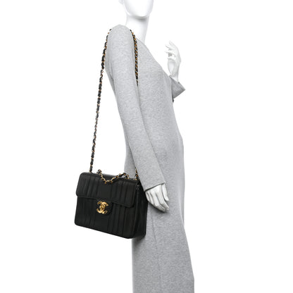 Chanel Lambskin Vertical Quilt Jumbo Single Flap Black 2 of 14