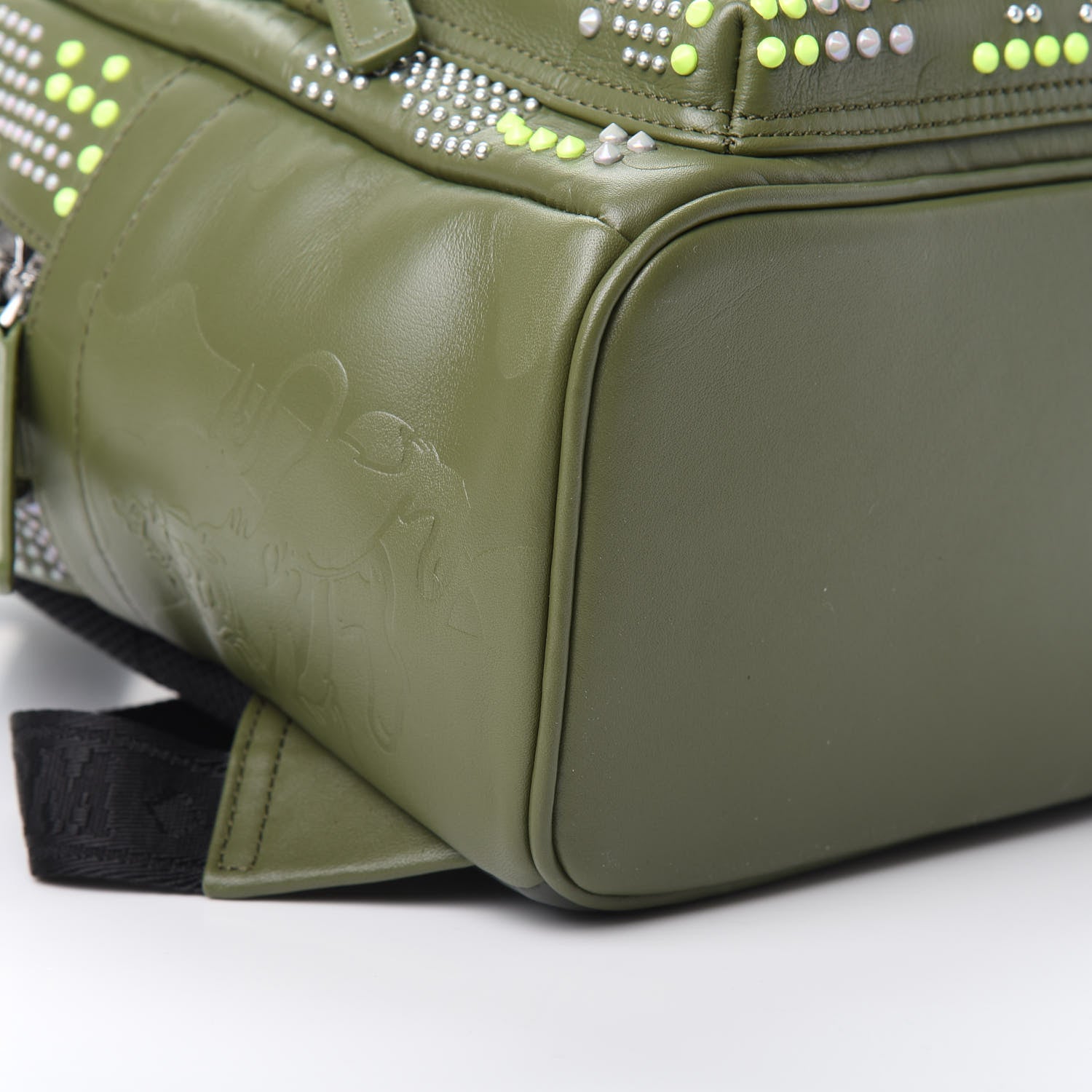 MCM Smooth Calfskin Studded Small Lion Camo Stark Backpack Winter Moss 8 of 9