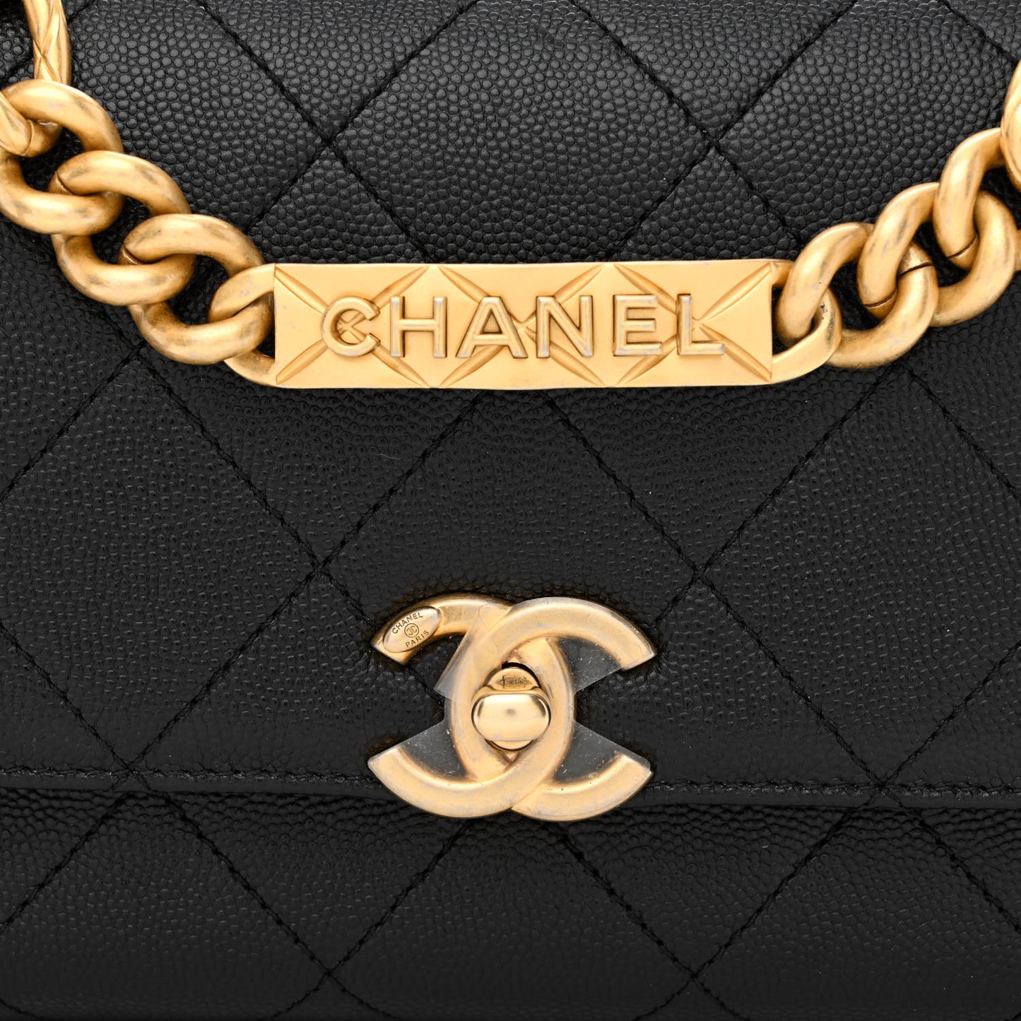 Caviar Quilted Mini Bracelet On Chain Flap Black