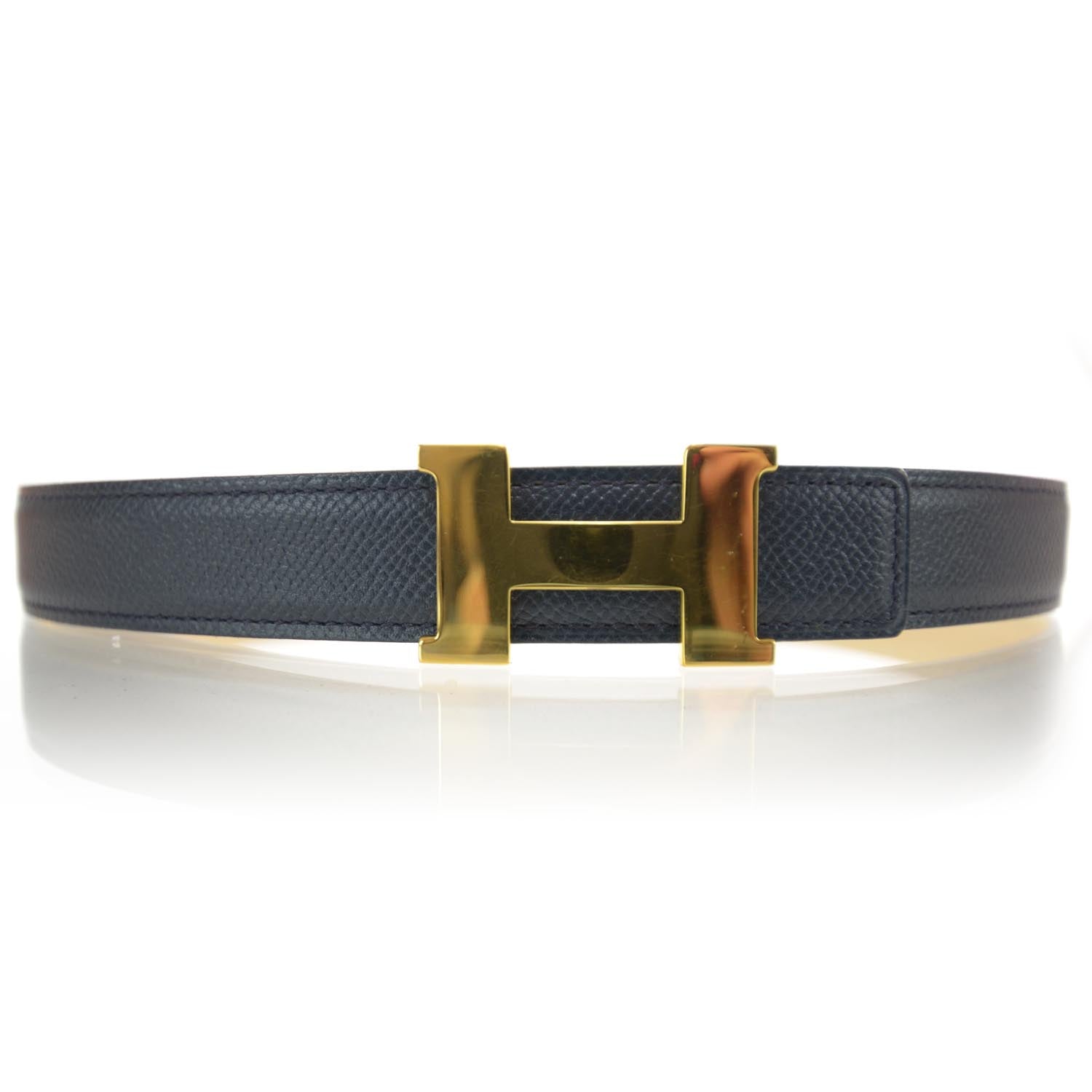 Hermes Courchevel Reversible H Belt 70 Black and Jaune 1 of 7