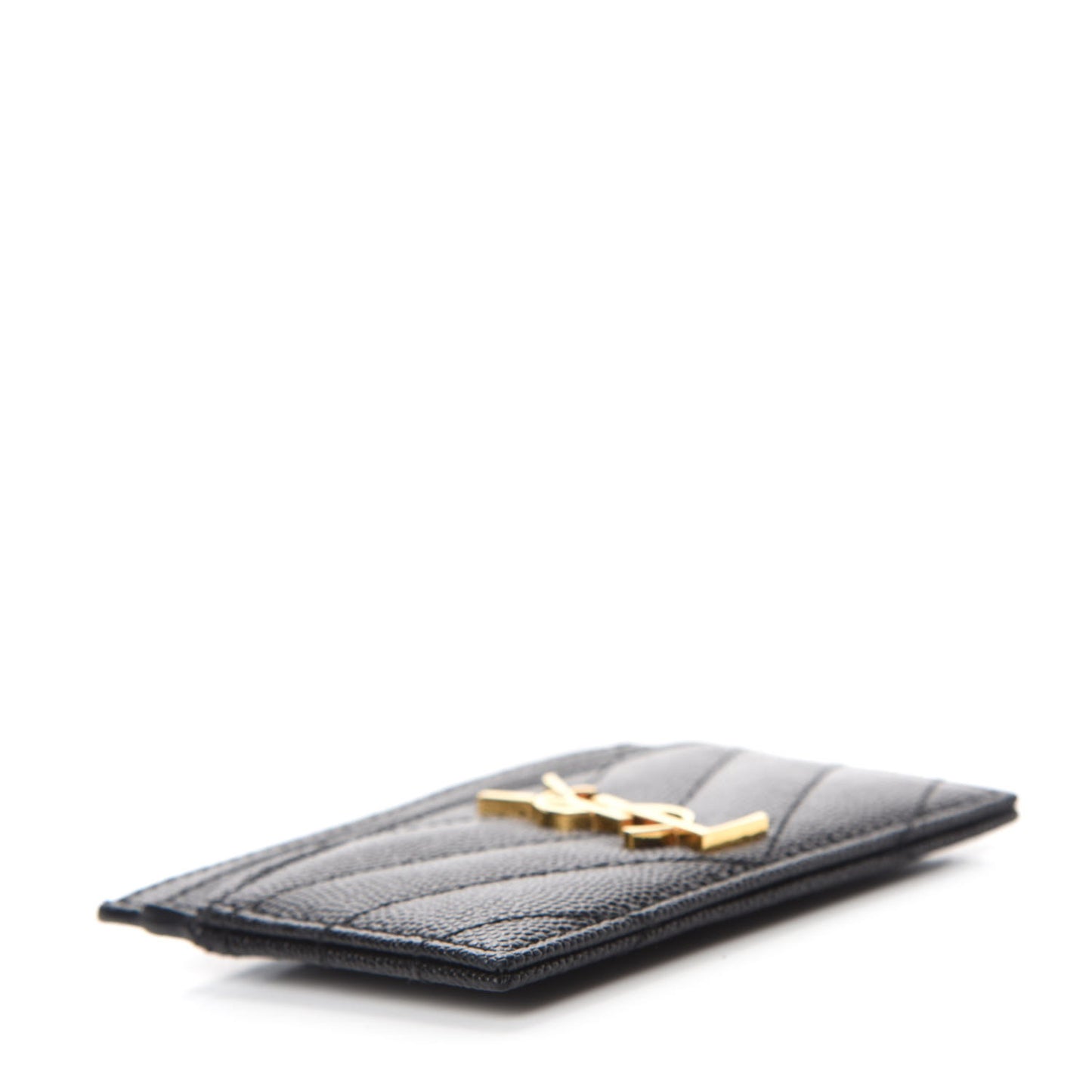 Grain De Poudre Matelasse Chevron Monogram Credit Card Case Black