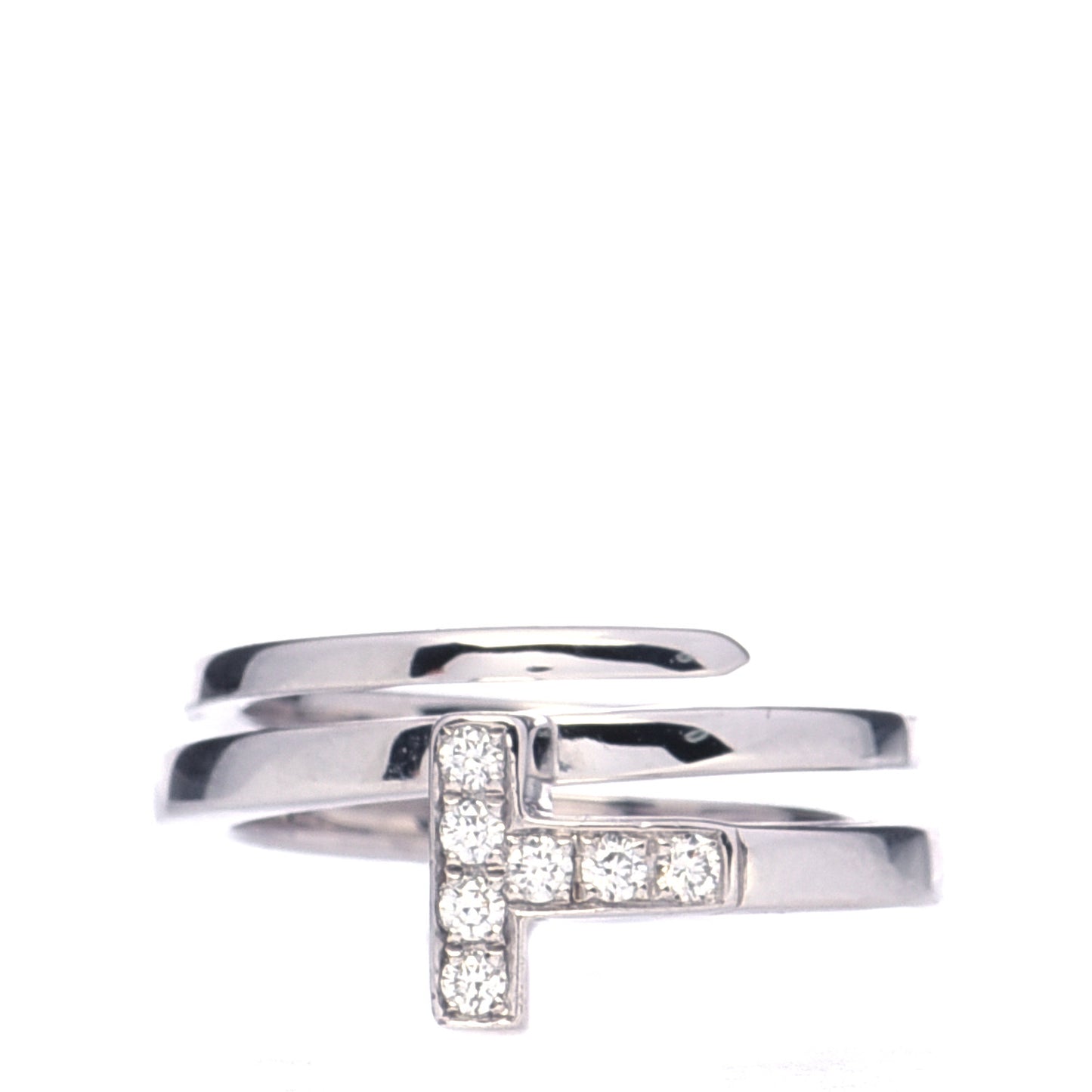 18K White Gold Diamond T Square Wrap Ring 49 4.75
