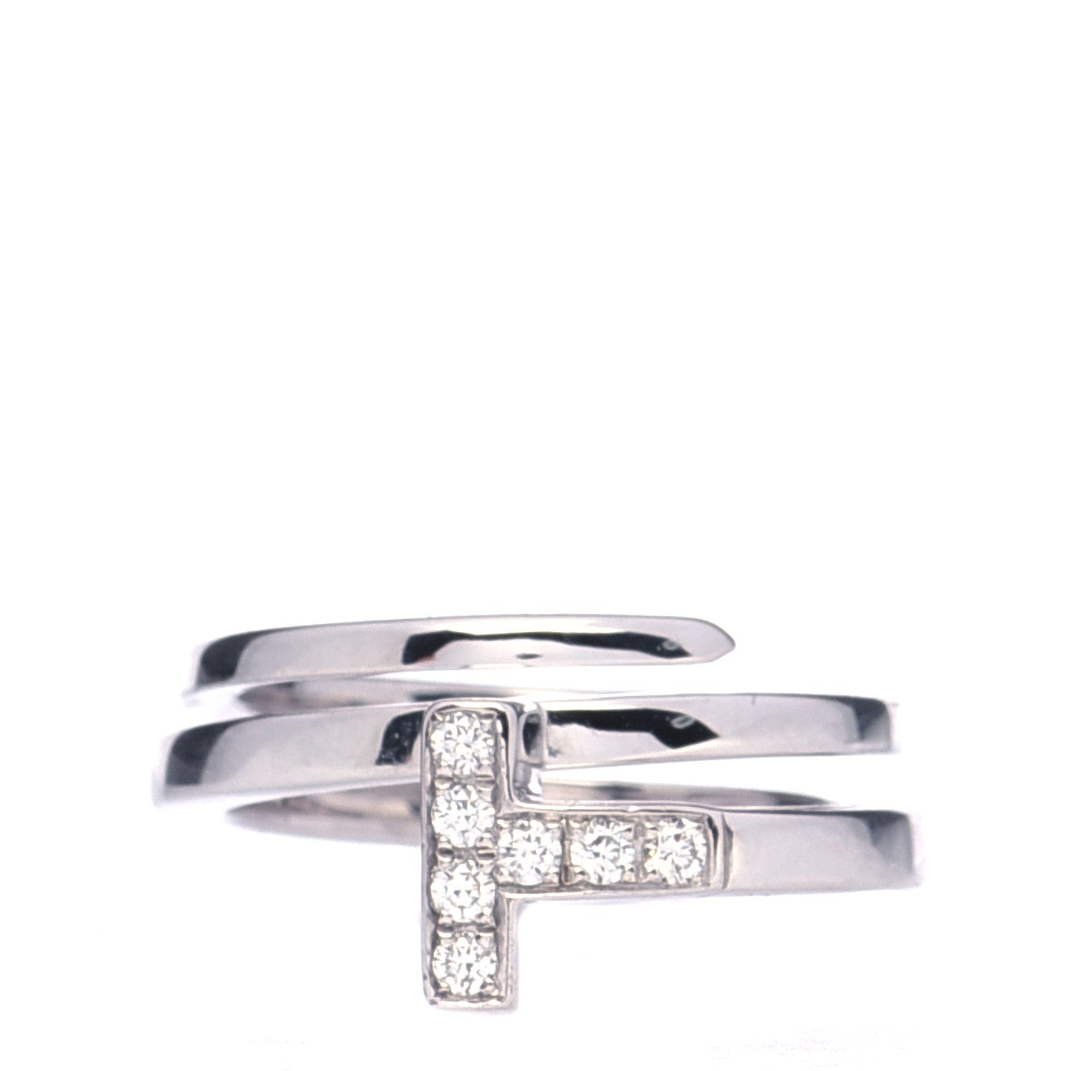 Tiffany 18K White Gold Diamond T Square Wrap Ring 49 4.75 1 of 5