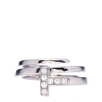 Tiffany 18K White Gold Diamond T Square Wrap Ring 49 4.75 1 of 5