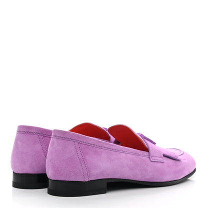 Hermes Suede Goatskin Womens Royal Loafers 36 Violet Parme 4 of 8