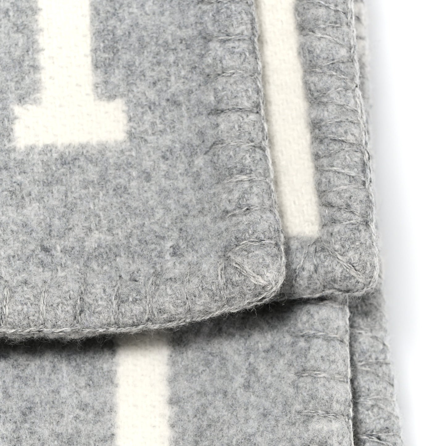 Wool Cashmere Avalon III Blanket Ecru Gris Clair