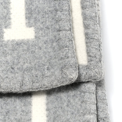 Hermes Wool Cashmere Avalon III Blanket Ecru Gris Clair 5 of 6