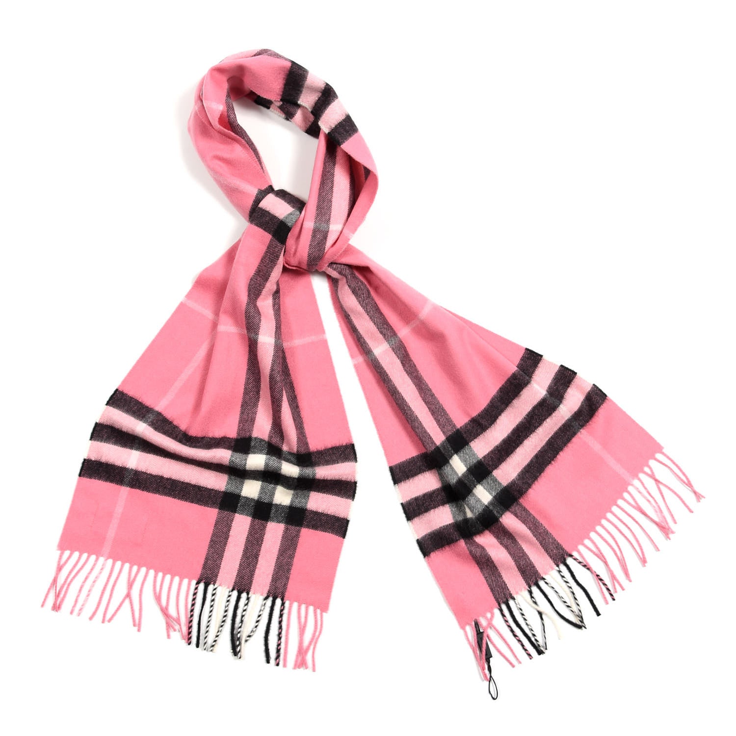 Burberry Cashmere Giant Check Fringe Scarf Rose Pink 1 of 3