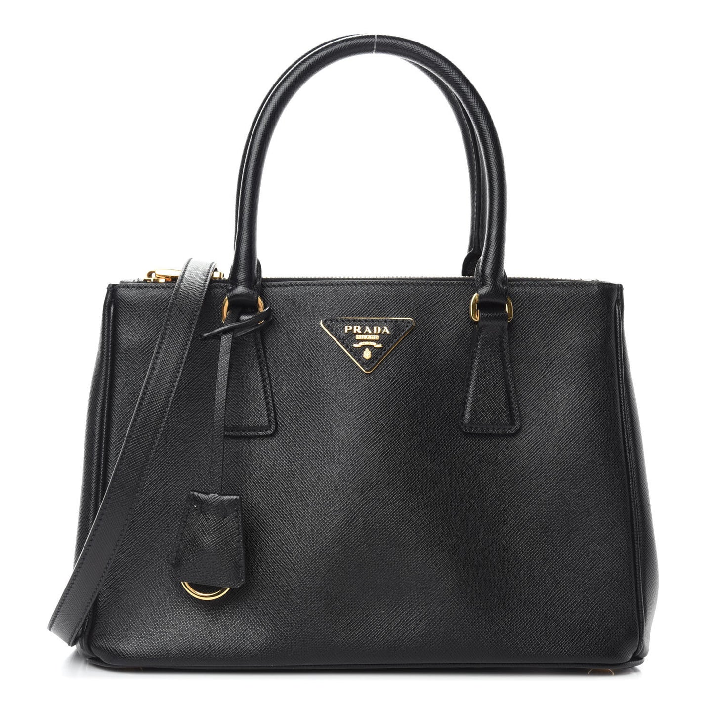 Saffiano Small Galleria Double Zip Tote Black