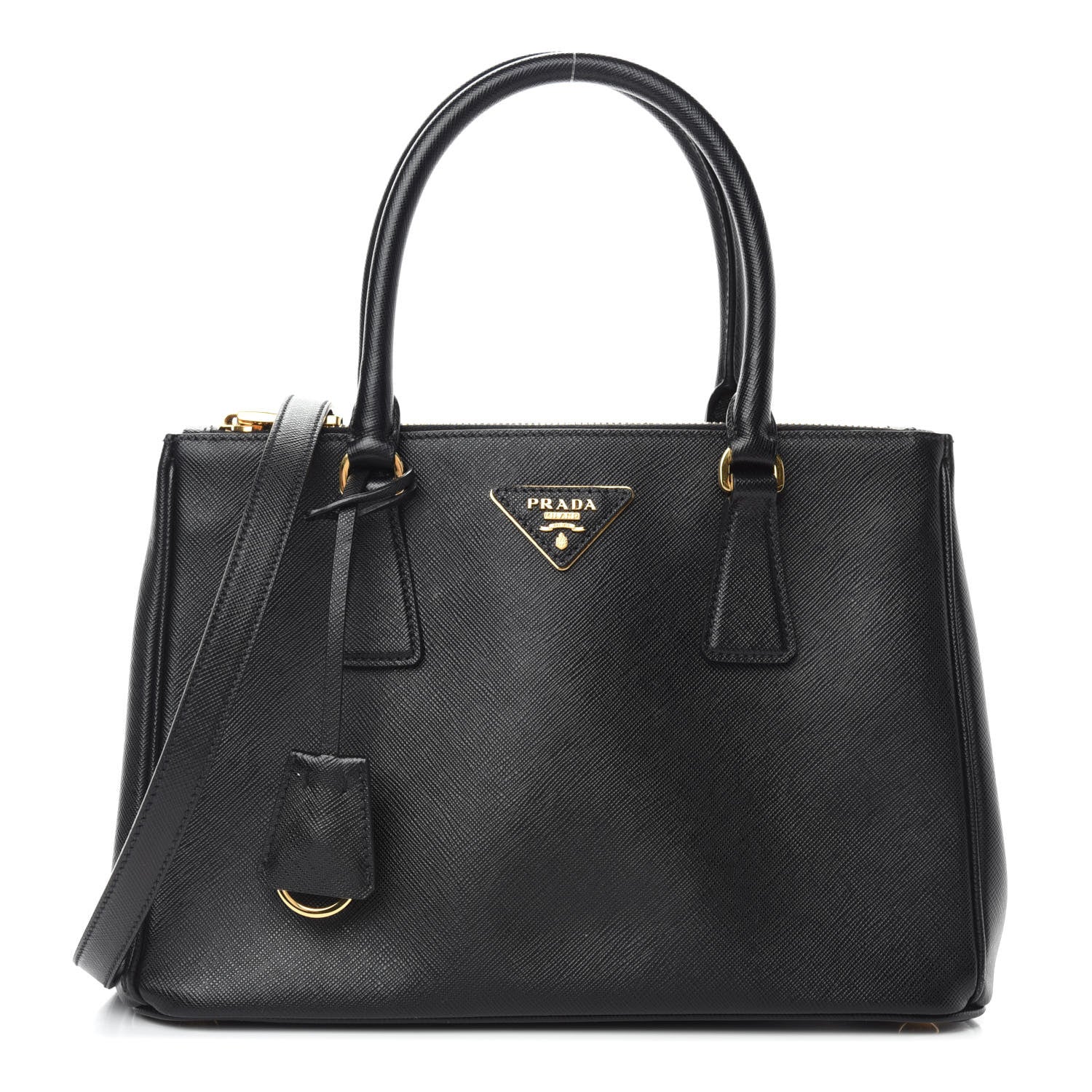 Prada Saffiano Small Galleria Double Zip Tote Black 1 of 10