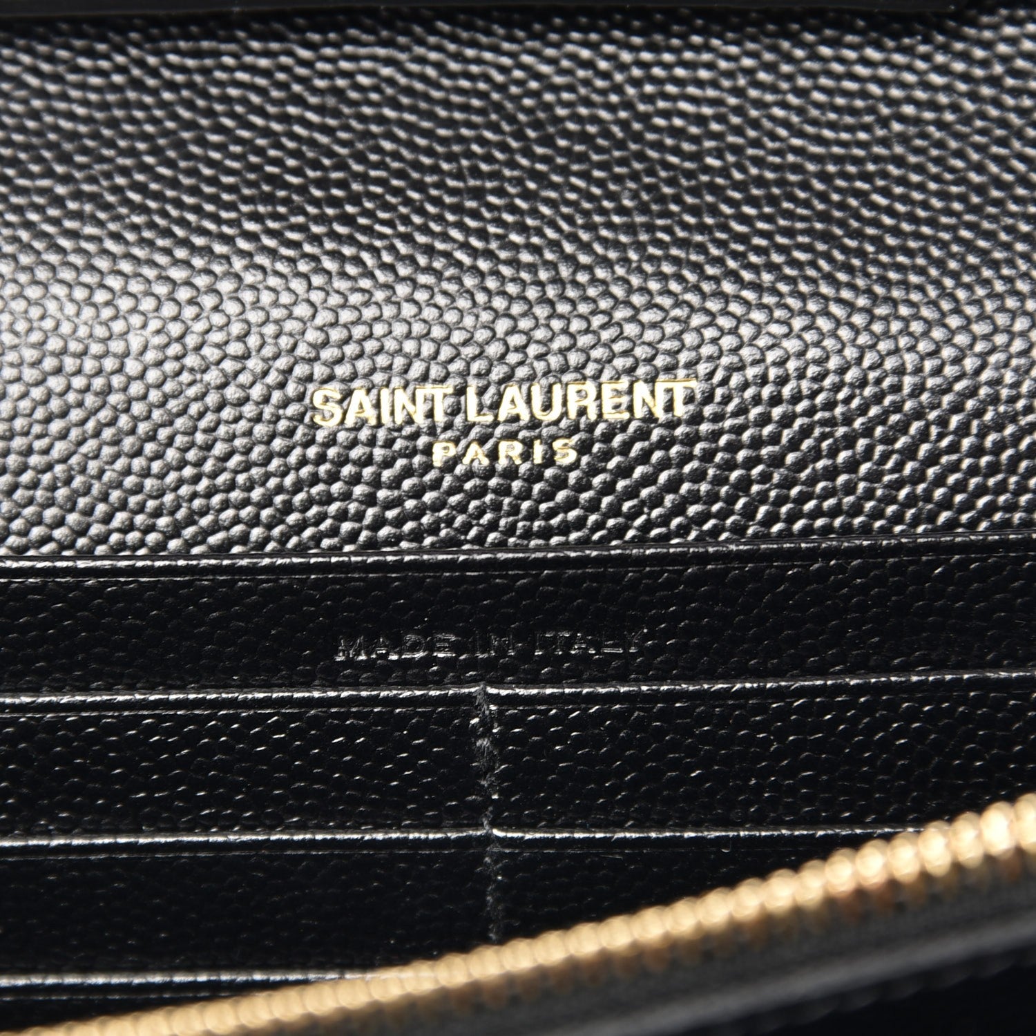 Saint Laurent Grain De Poudre Matelasse Chevron Monogram Chain Wallet Black 6 of 7