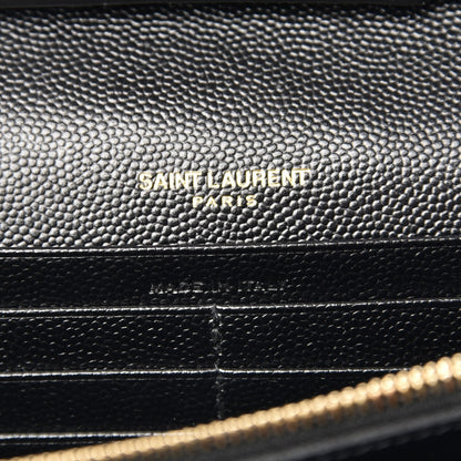 Saint Laurent Grain De Poudre Matelasse Chevron Monogram Chain Wallet Black 6 of 7
