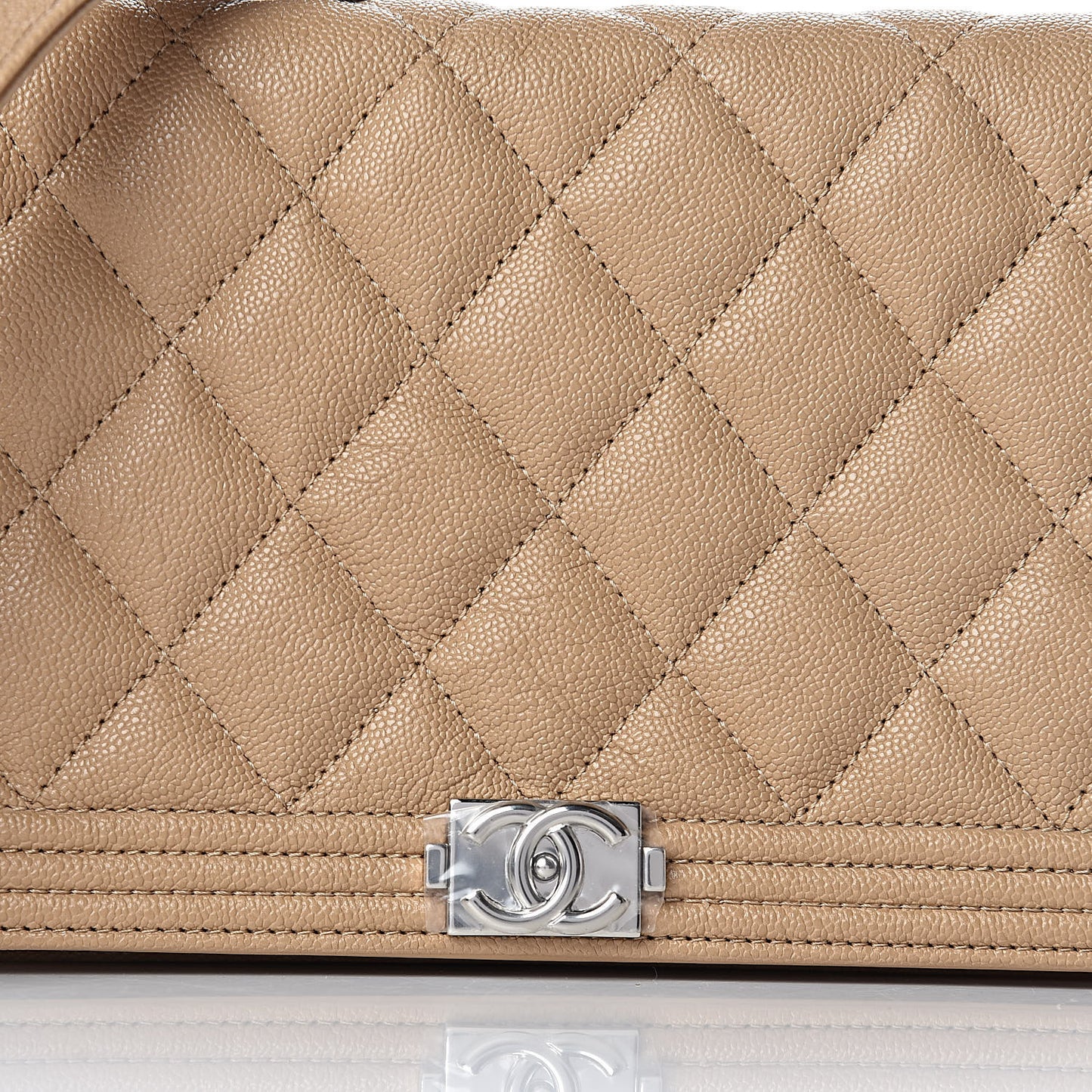 Caviar Quilted Boy Wallet On Chain WOC Beige