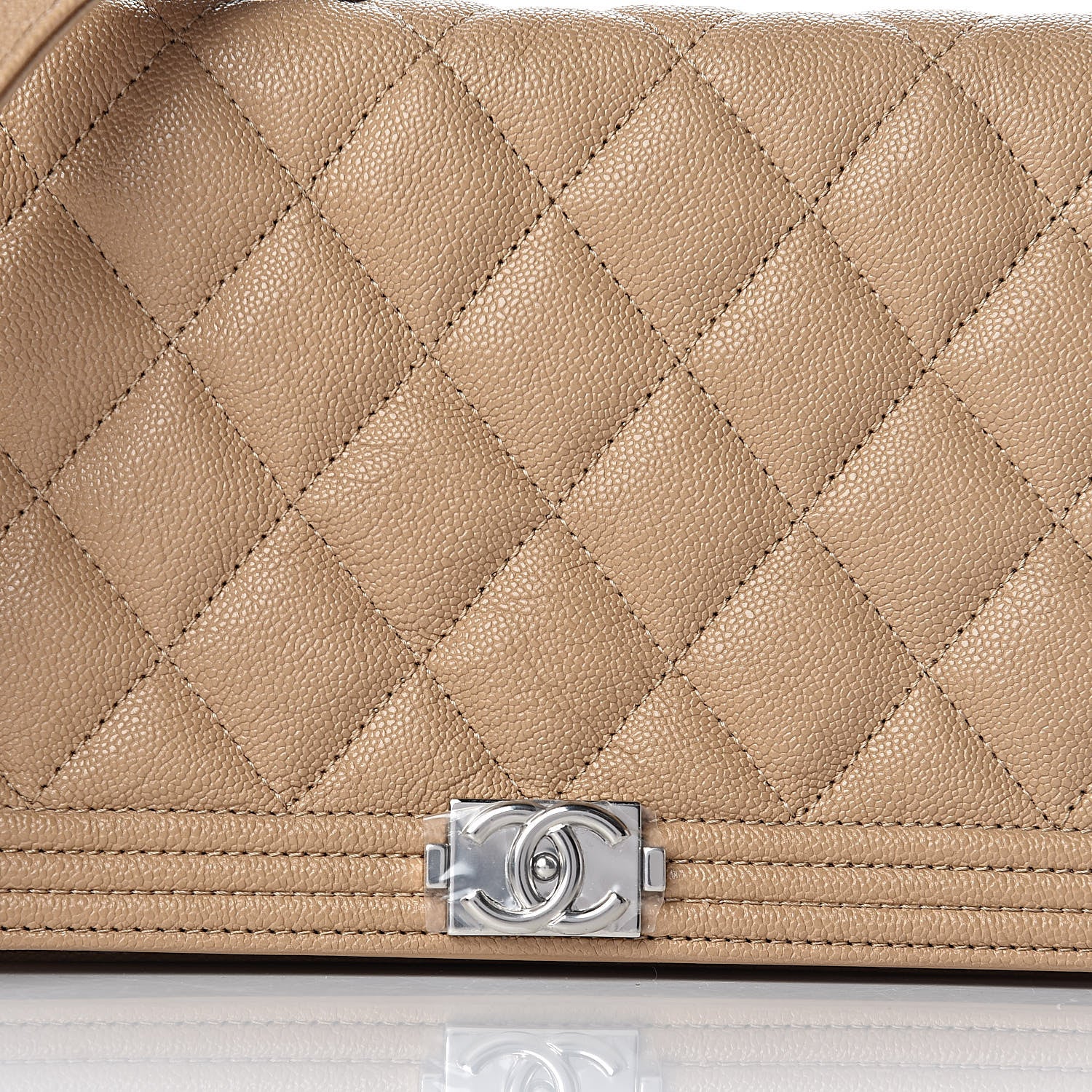 Chanel Caviar Quilted Boy Wallet On Chain WOC Beige 11 of 12