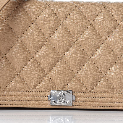 Chanel Caviar Quilted Boy Wallet On Chain WOC Beige 11 of 12