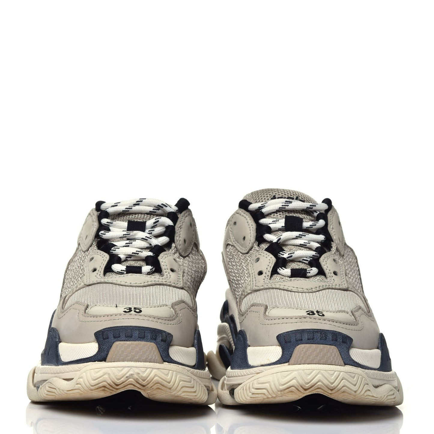 Fabric Mesh Womens Triple S Sneakers 35 Beige Black