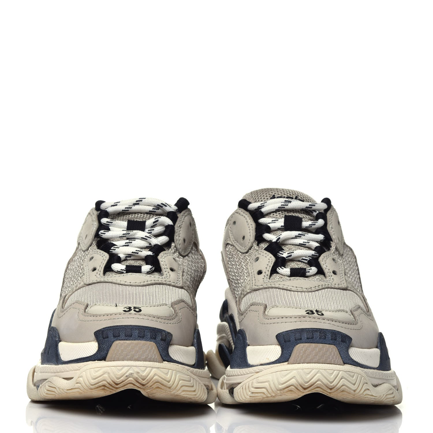 Balenciaga Fabric Mesh Womens Triple S Sneakers 35 Beige Black 2 of 8