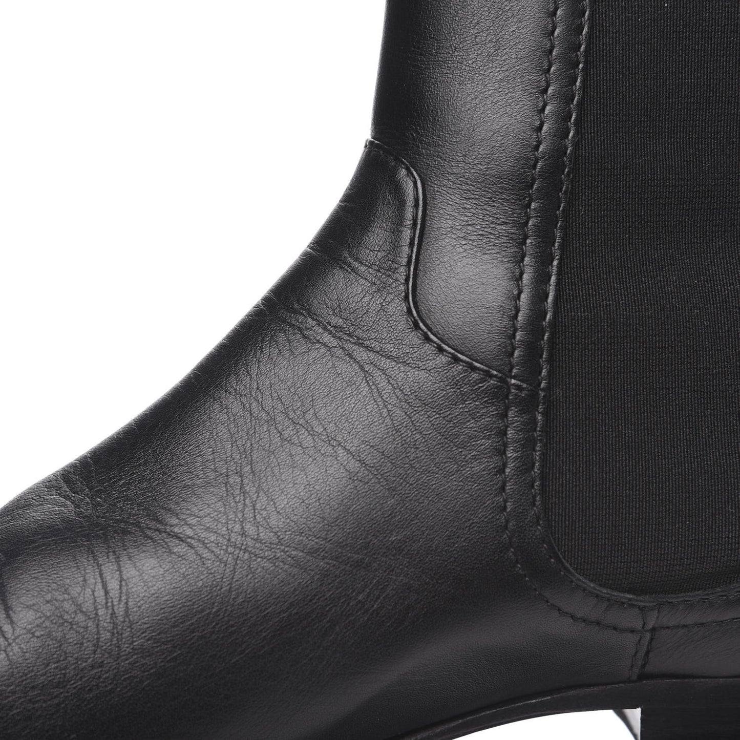 Calfskin Elastic Short Boots 39.5 Black