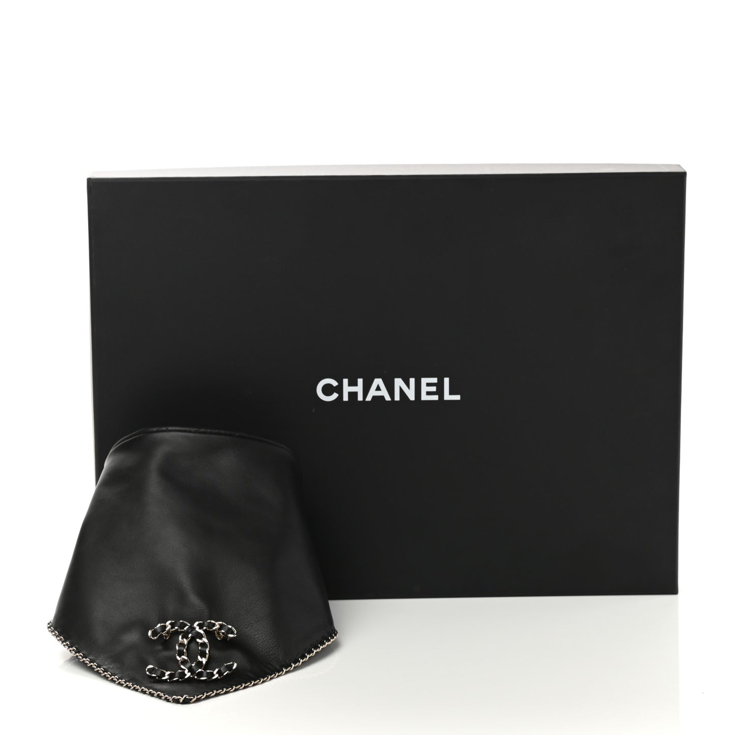 Lambskin Calfskin Chain CC Bandana Black Gold