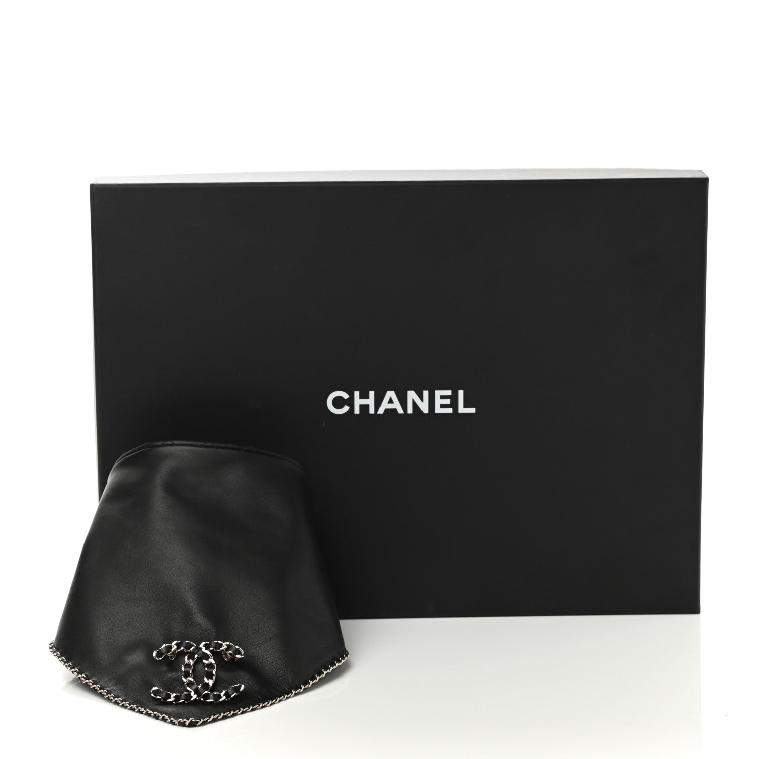 Chanel Lambskin Calfskin Chain CC Bandana Black Gold 11 of 11