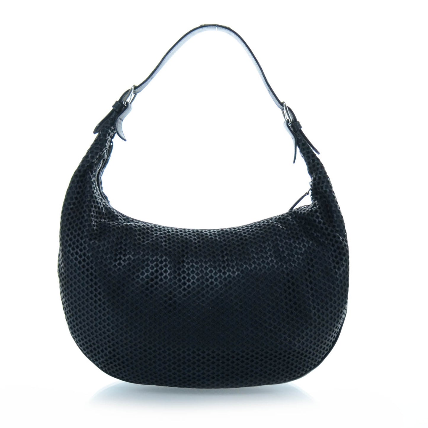 Leather Perforated Hobo Black